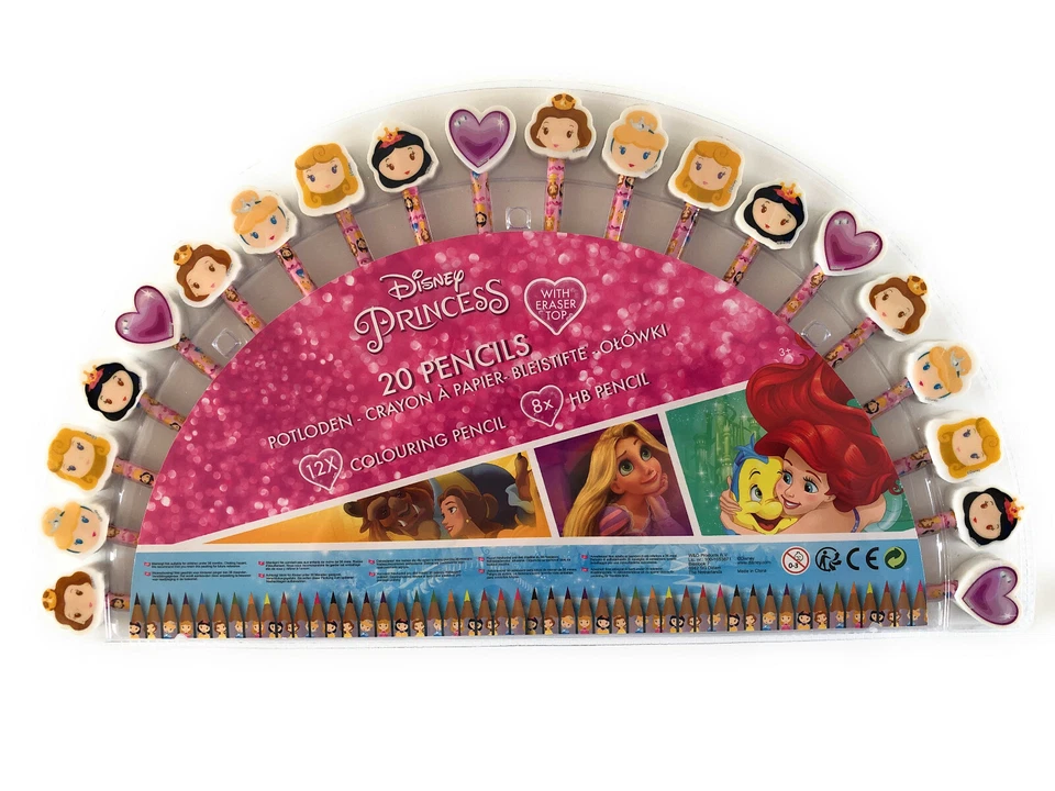 Disney Princess 40tlg Kinder Malstifte Set Buntstifte HB Bleistifte Radiergummi