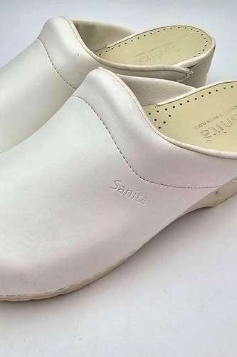 Sanita Unisex Leder offene Clogs weiß Berufsschuhe Größe 40 / 9,5 US Pflege - Bild 9 von 11