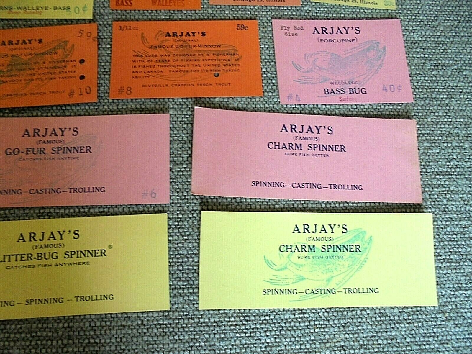 Lot of 13 Vintage Arjay's Fishing Lures Chicago Advertising Header Cards |  eBay