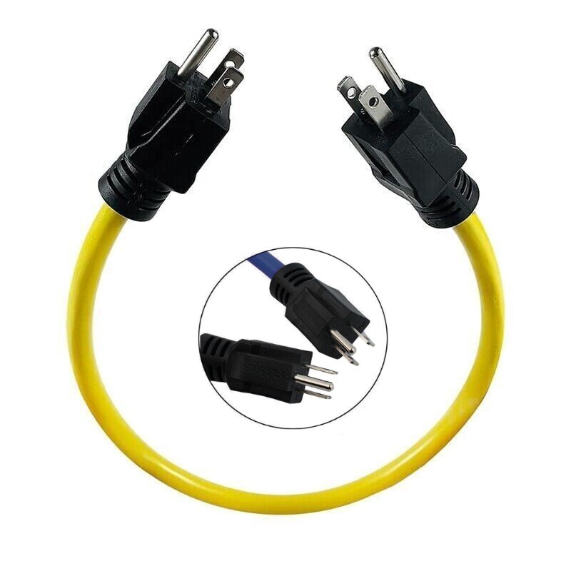3Prong Plug 12AWG 125V Double Male Extension Cord Generator Adapter for