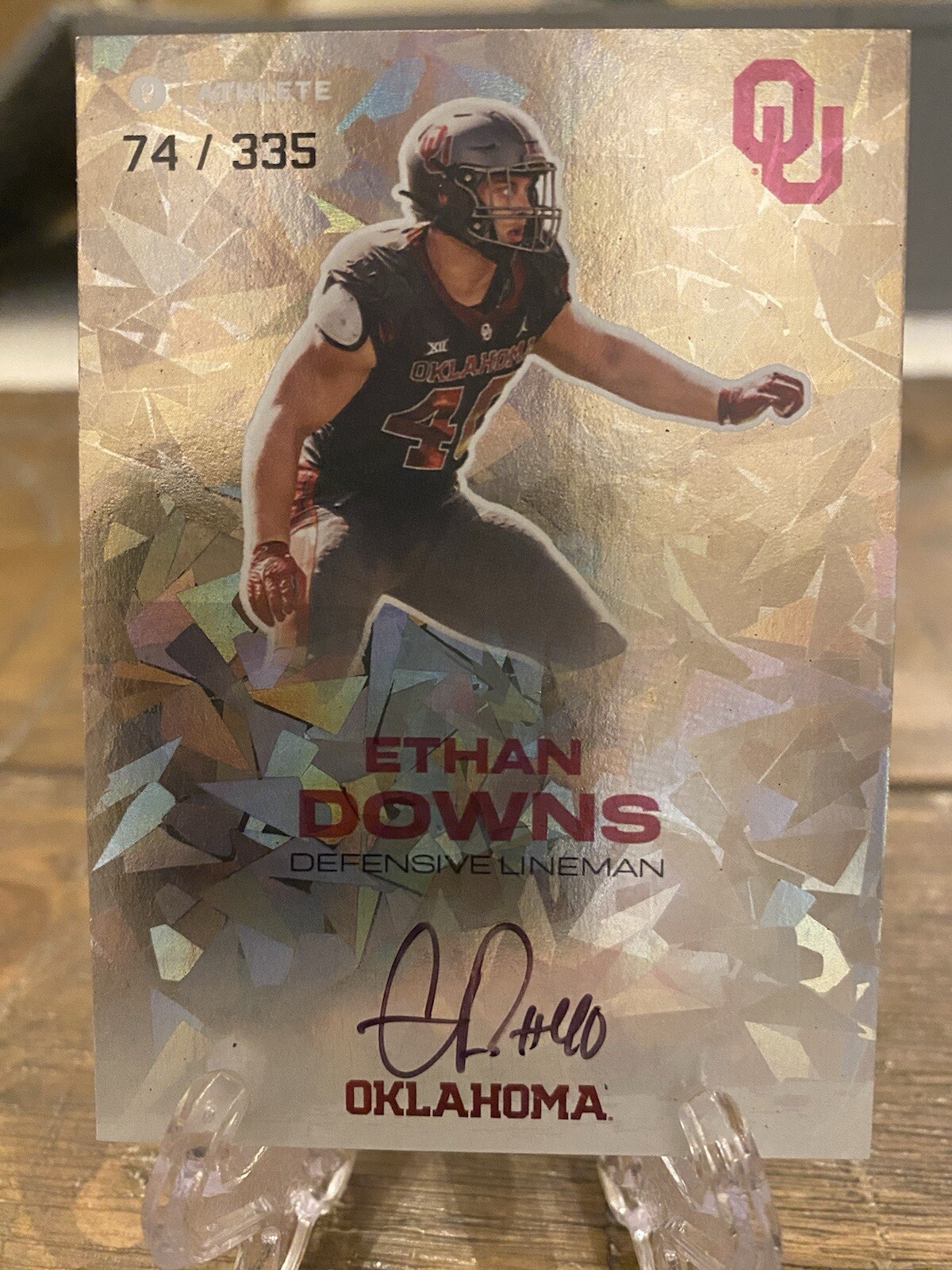 ONIT Athlete 2023 Ethan Downs Auto /335 Oklahoma Sooners; Kansas City Chiefs