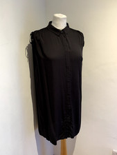 All Saints Shirt Drain Dress UK 12 Collared Mini Sleeveless Black Women's shift