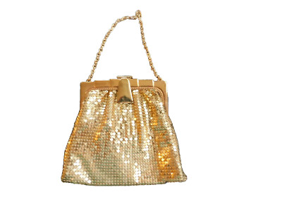 Vintage WHITING & DAVIS Art Deco Gold Mesh Small Evening Purse