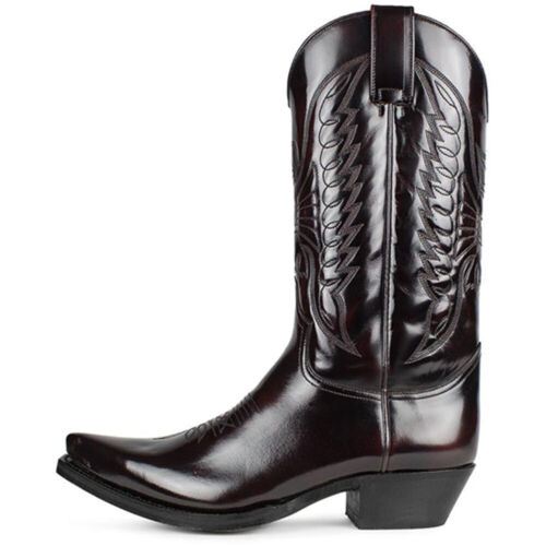 Spitz zulaufend Westernstiefel zum Überziehen Blockabsatz Cowboy Cowgirl Herren Damen Schuhe - Bild 6 von 21