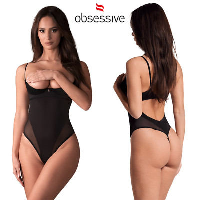 Obsessive Sexy Horseless Stelisa Bodysuit & Cups Uncovered Black & Stretch