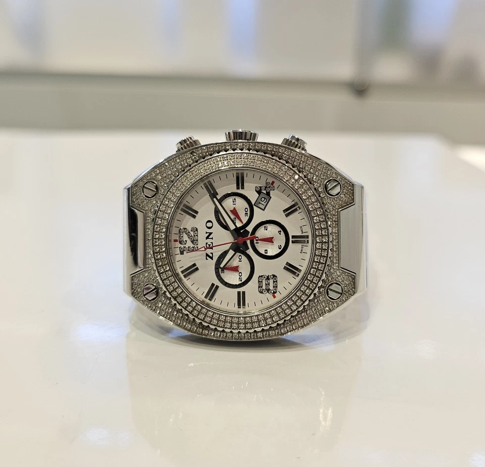Zeno Chronographe Bling-Bling 1 Acier Inox Quartz - Montre Hommes - Fonctionne - Photo 2/4