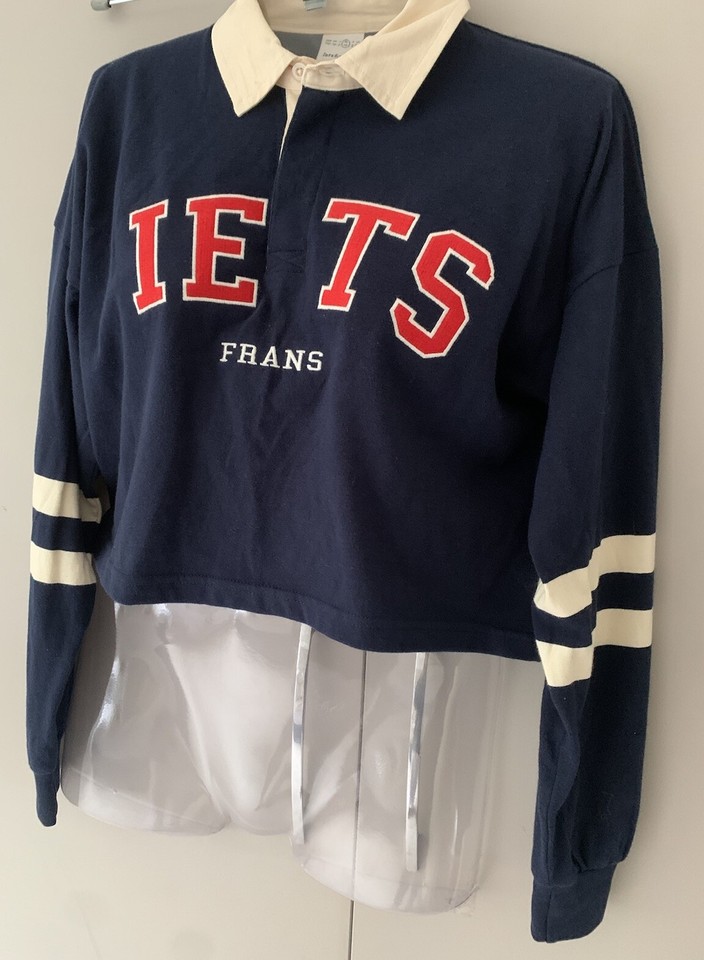 iets frans Cropped Long Sleeve Polo Shirt Top Urban Outfitters Size M