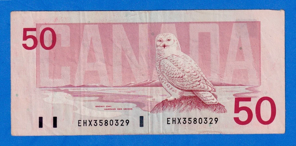 Canada $50 1988 BC-59aA / P-98a Circulated Replacement Note EHX3580329 SNOW OWL - Image 2 of 4