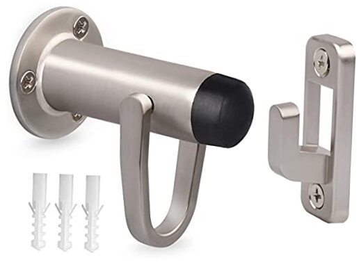 Heavy Duty Latch Hook Stop,Door Holder Stopper 1 Pack Brushed Satin Nickel