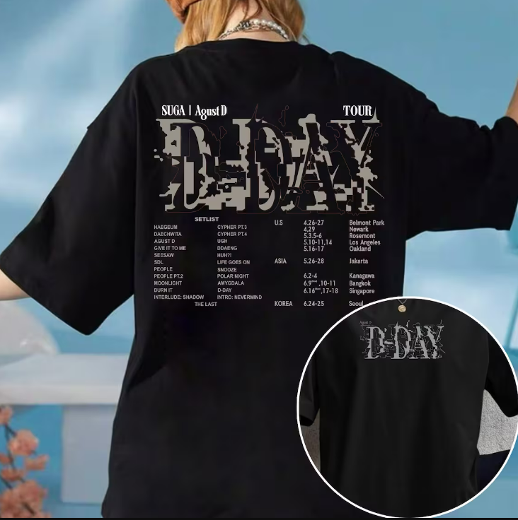 Agust D D Day Tour T-shirt, SUGA D Day Album SetList Shirt | eBay