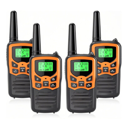 4 PACK Long Range 100 mile Walkie Talkie Two Way Radio Charge Headset Waterproof