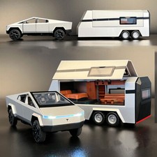 Tesla Cybertruck Trailer Light 1:32  Toy Diecast Alloy Pull Back Car Kids Gifts