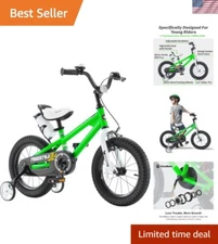 BMX-Inspired Kids Training Bike - 14 Inch with Training Wheels, Green