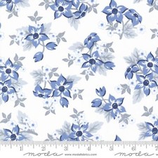 STAR SPANGLED Blue Floral on White by Moda 12070 12, Sold by 1/2 Yd