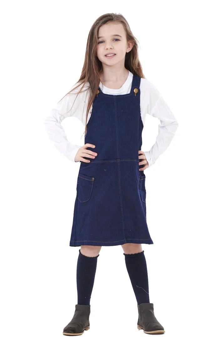 Girls High Quality Denim Pinafore Dungaree Dress Baby