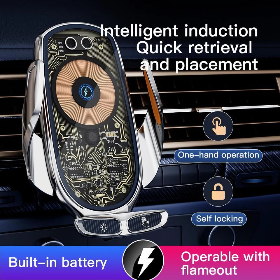 66W Fast Wireless Charging Car Charger Mount Automatic Clamping Car Phone Holder - Image 4 of 4