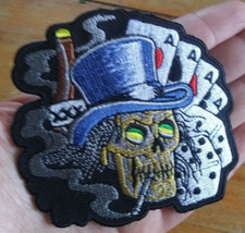 Death Skull Top Hat Aces  Dice Embroidered Motorcycle Jacket Vest Biker Patch