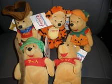 Lot of 5 Mini Bean Bag Pooh Plush Pumpkin, Cowboy, Tigger, Fisherman SU112 