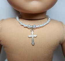 First Communion SILVER Christian Jewelry Cross Charm fits 18" American Girl Doll