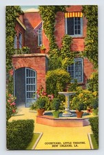 Postcard Louisiana New Orleans LA Little Theatre French Quarter 1940s Unposted