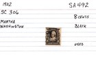 USA 1902 Martha Washington 8 Cent Postage Stamp Black Used Sc 306 SA 492 — photo 10