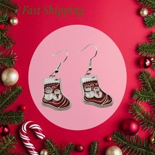 Christmas Stocking /w Snowmen fishhook earrings
