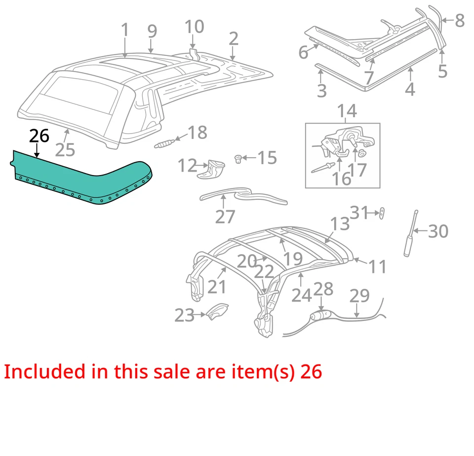 SE ADAPTA A 01-05 CHRYSLER SEBRING BOTA SUPERIOR PLEGABLE UP46XT5AD - NUEVO OEM Foto 3 de 4