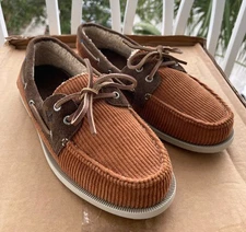 Sperry Top-Sider Men’s 9.5 A/O 2 Eye Brown Corduroy Boat Shoes