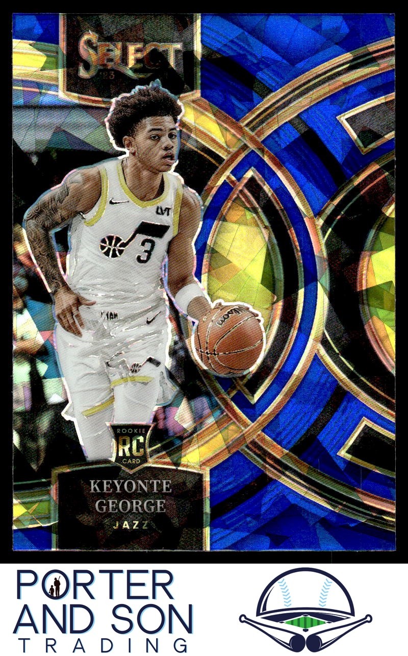 Keyonte George RC Blue Cracked Ice Prizms 2023-24 Panini Select #109 Utah Jazz