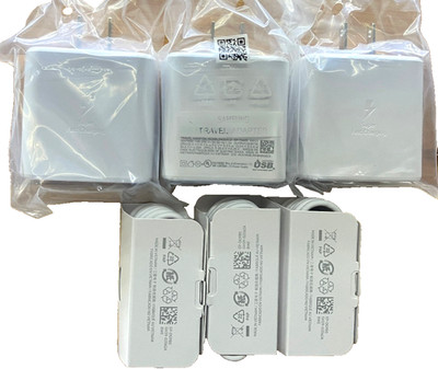 (Bulk Lot of 3 Sets) Samsung 45W Super Fast Charge Power Adapter + USB-C Cable