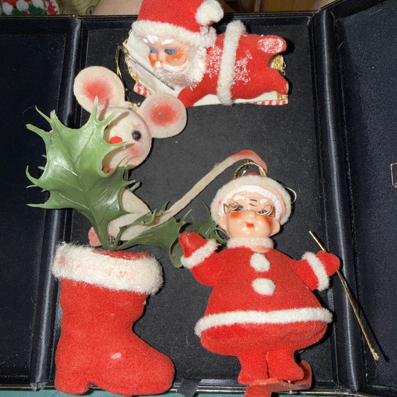 Lot Of Vintage Flocked Christmas Ornaments Hong Kong