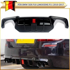 Für BMW 5er F10 F11 2010-17 mit Licht Heckdiffusor Diffusor Lippe SCHWARZ GLANZ
