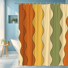 Colorful Wavy Pattern Shower Curtain - Boho Rustic Home Decor