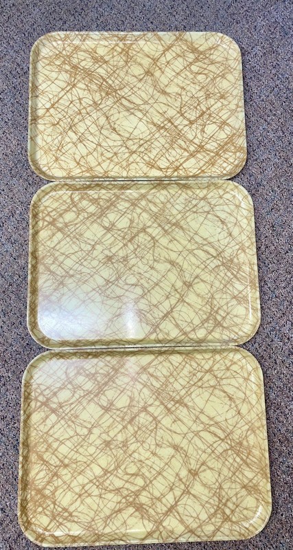 VTG  SiLite Melamine Fiberglass Drizzle Serving Tray MCM  (3)  Tan/ Brown  15X20