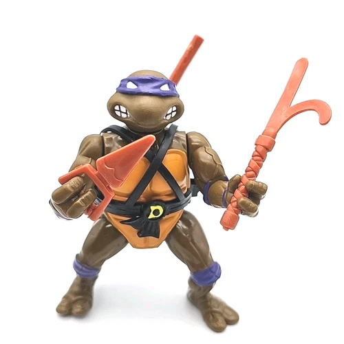 TMNT Donatello Hard Head 1988 Vintage Playmates Ninja Turtles Figure w Weapons