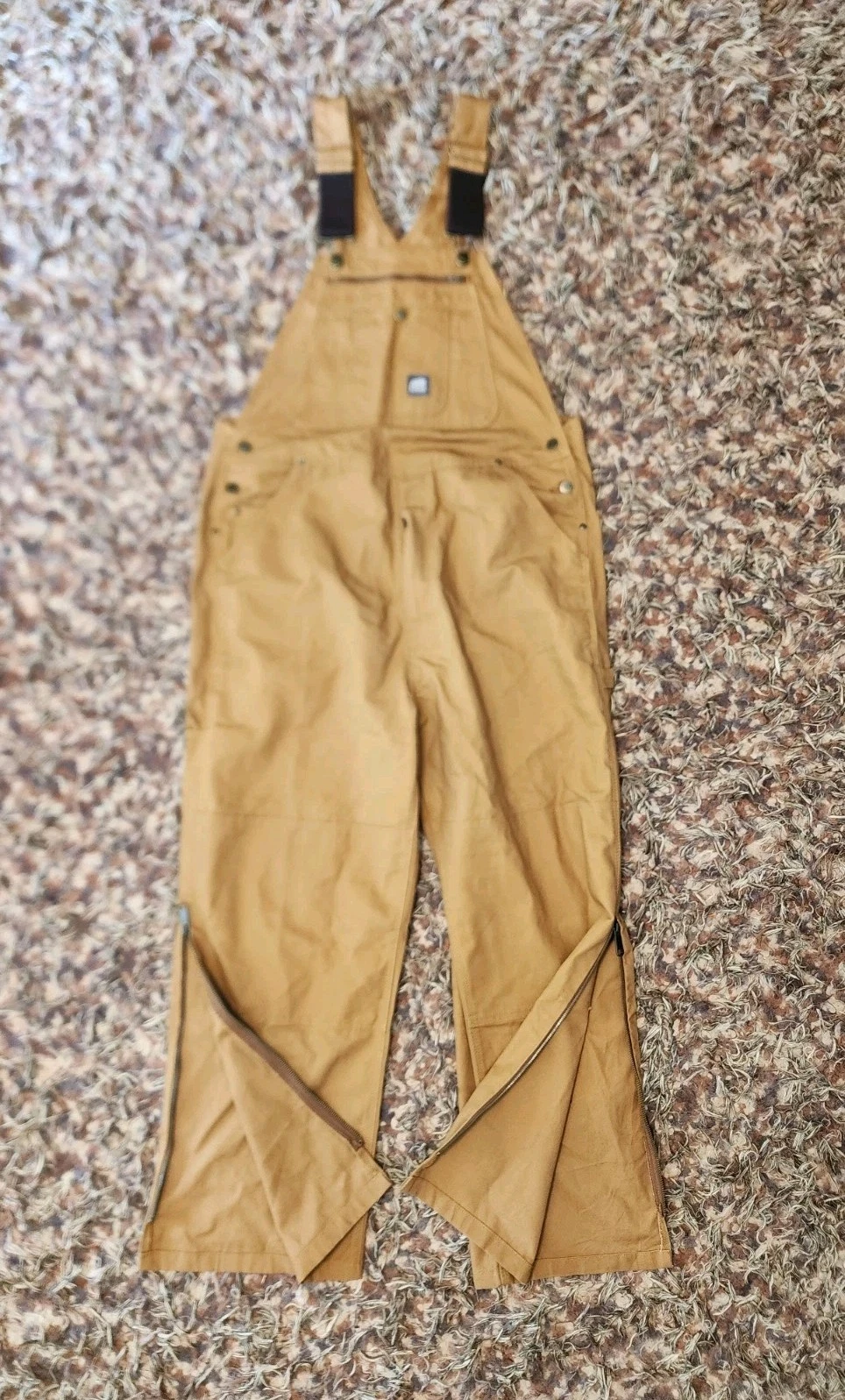 BERNE Overalls Men's 40x30 Tan Unlined Duck Bibs Canvas Workwear Outdoor Used
