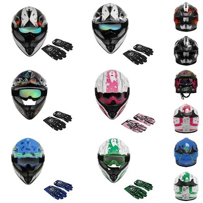 Youth ATV Helmet Goggles Gloves Motocross Dirt Bike Off Road DOT Full Face S-XL