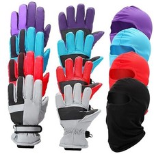 8 Pcs Bulk Winter Ski Gloves and Balaclava Sets Include 4 Pairs Winter Gloves