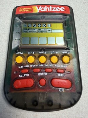 1995 Electronic Handheld Yahtzee Game Clear Smoke Missing Batt. Lid. TESTED
