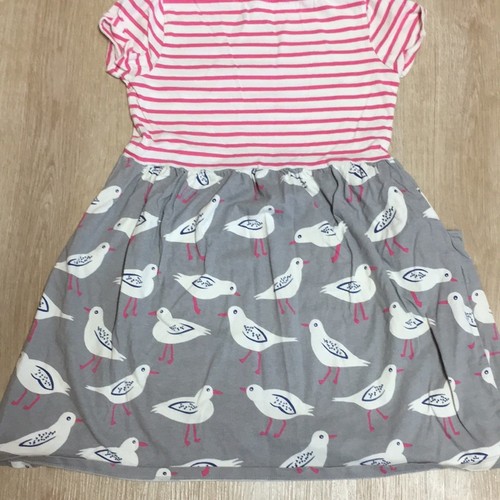 Mini Boden Striped Pink White & Gray Seagull Print Dress 9/10 - Picture 6 of 6