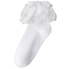 Lace Ruffle Frilly Socks for Women - White Lace 5-9 03-white-1 Pair,trim Pearls