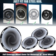 For Universal 15 Steel Wheel 15 Full Coverage Wheel Cover Black Cloud Flower
