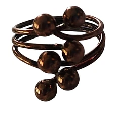  Vtg Mid Century Solid Copper Braided Open  Adjustable Ring 