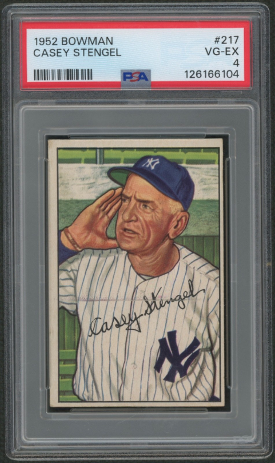 1952 Bowman #217 Casey Stengel HOF New York Yankees PSA 4