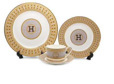 Imperial  Porcelain 16-pc 'Mosaic' Dinner Set, Luxury Bone China Service for 4