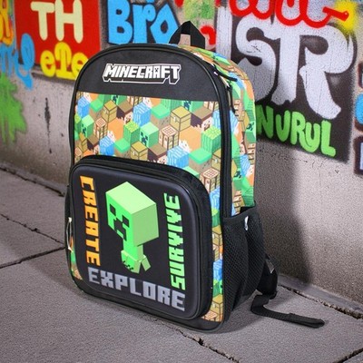 Minecraft Creeper Create Survive Explore Kids 17'' Light Up Backpack NEW With Tag