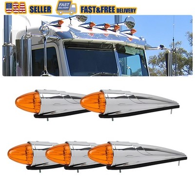 5x 17 LED Amber Torpedo Cab Marker Roof Running Top Light For Kenworth Peterbilt