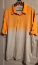 Mens Under Armour Polo Shirt 2XL Orange/White The Play Off Golf Performance
