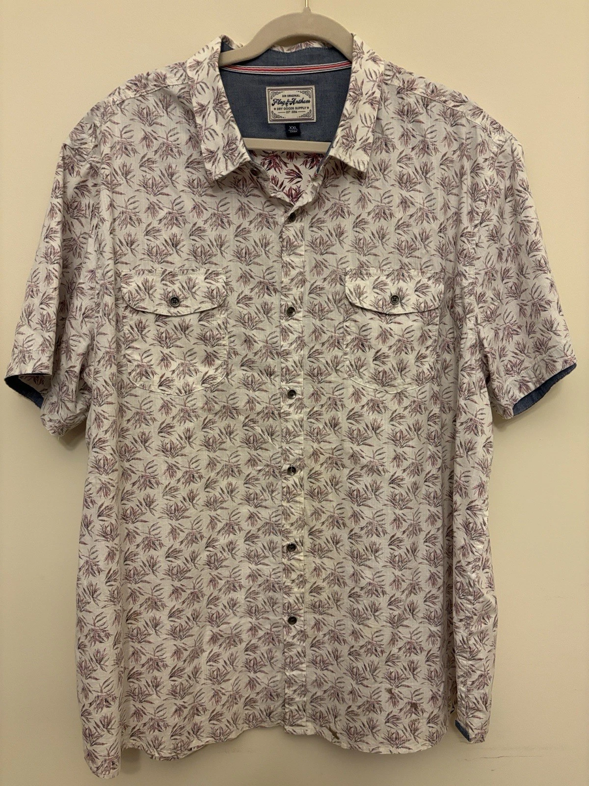 Flag & Anthem Short Sleeve Light Gray Shirt Size XXL