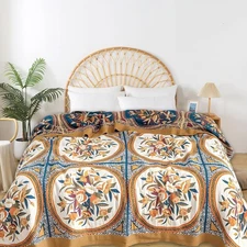 Boho Throw Blanket for Bed - 100% Pure Cotton Ultra Soft Rustic Quilt - Farmh...